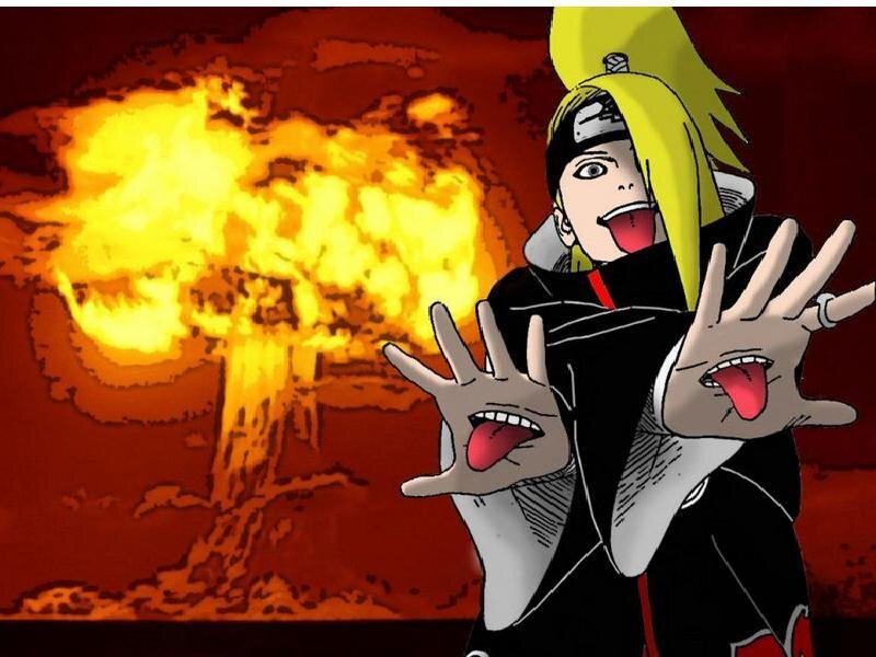 Anime Character with Explosion — Red, Dramatic, Manga