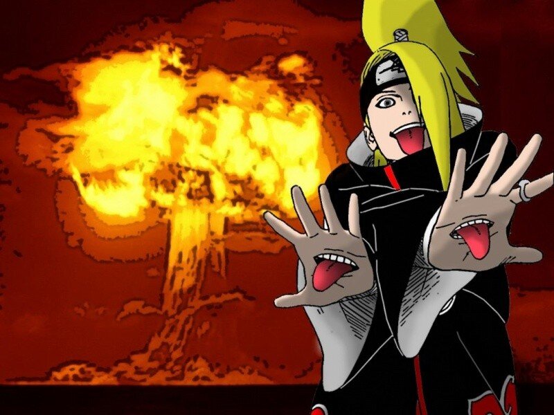 Anime Character with Explosion — Red, Dramatic