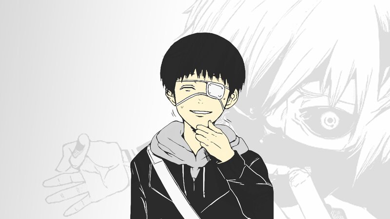 Anime Character with Eyepatch — Black, Neutral
