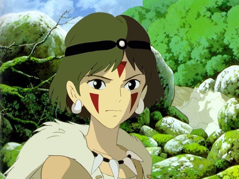 Anime Character with Face Paint — Green, Serious