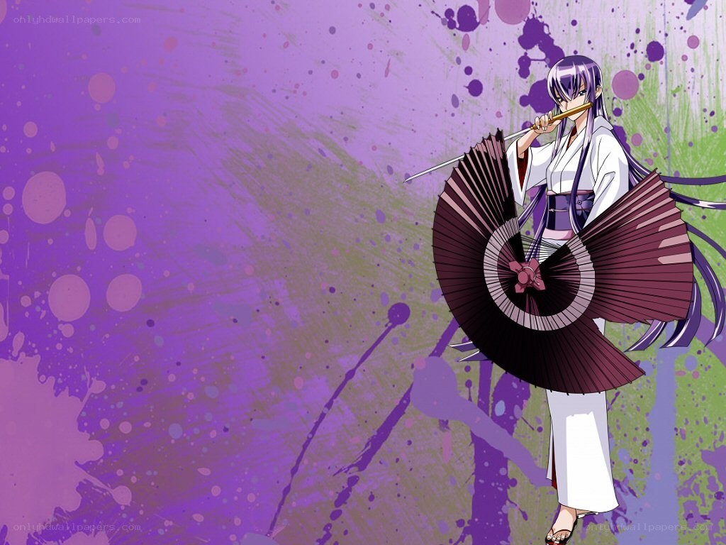 anime character with fan and sword