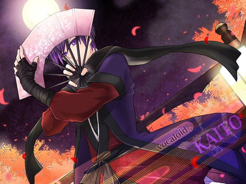 Anime Character with Fan — Purple, Dramatic, Night