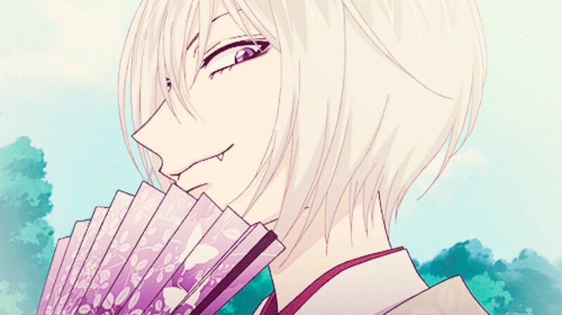Anime Character with Fan — White, Calm
