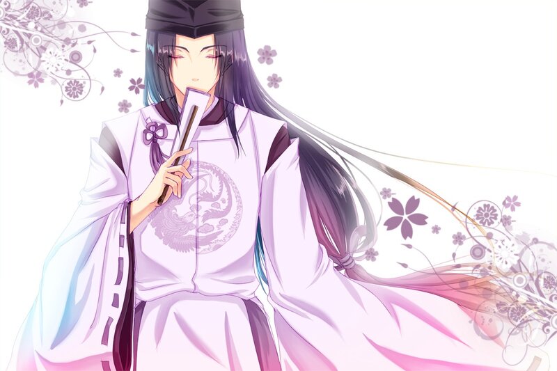 Anime Character with Fan — White, Serene