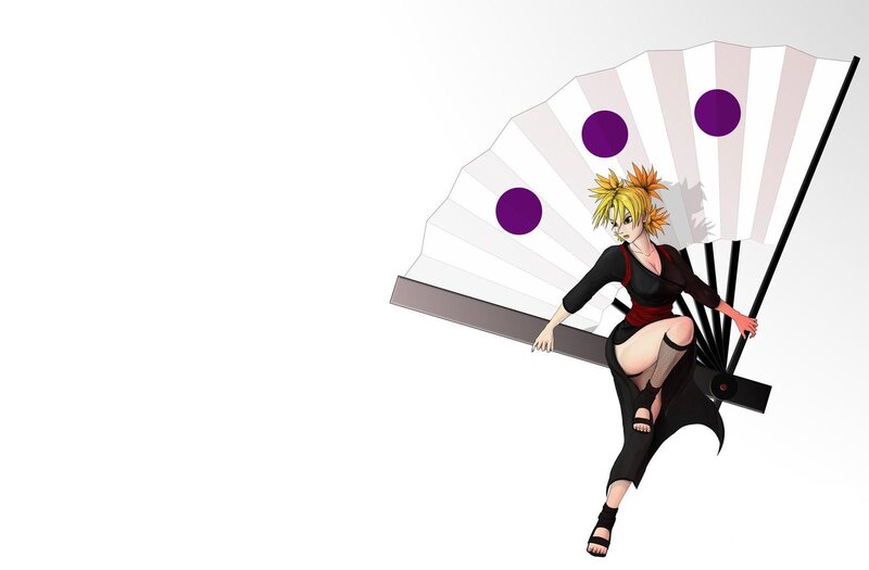 Anime Character with Fan — White