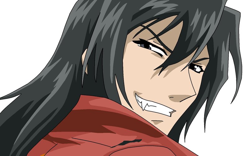 Anime Character with Fangs — Black, Intense