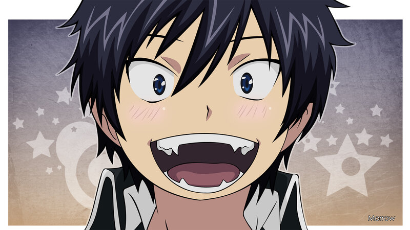Anime Character with Fangs — Black, Surprised