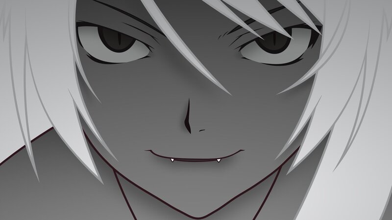 Anime Character with Fangs — Gray, Intense