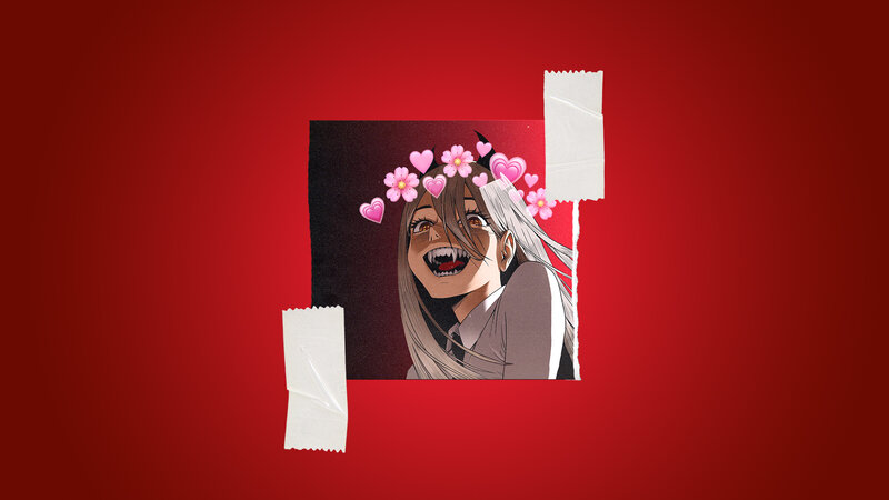 Anime Character with Fangs — Red