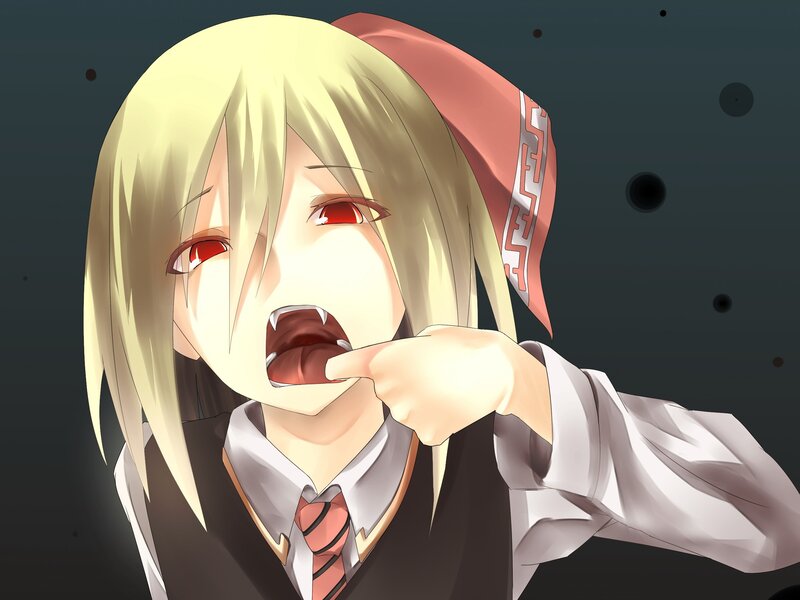 Anime Character with Fangs — White