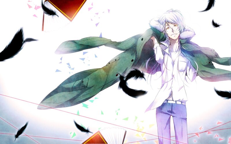 anime character with feathers