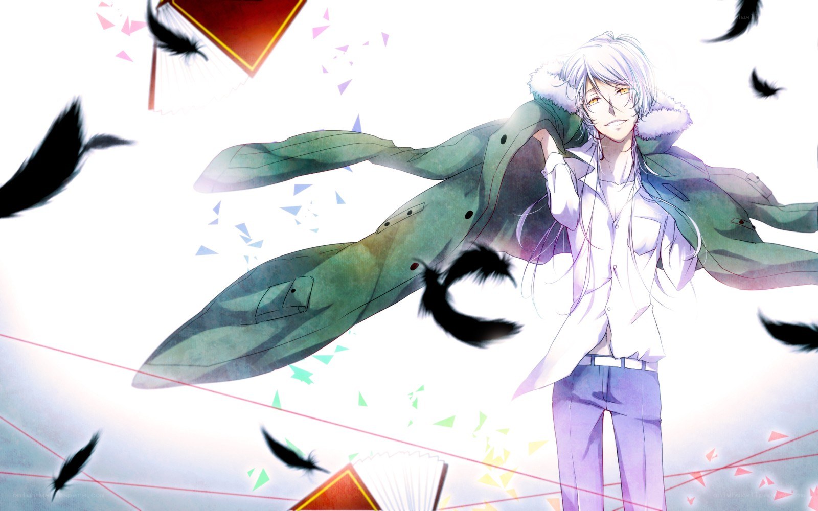 anime character with feathers
