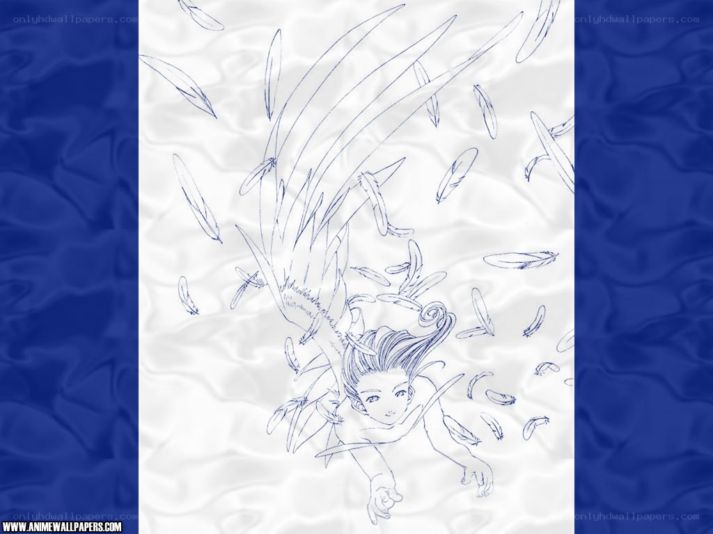 anime character with feathers