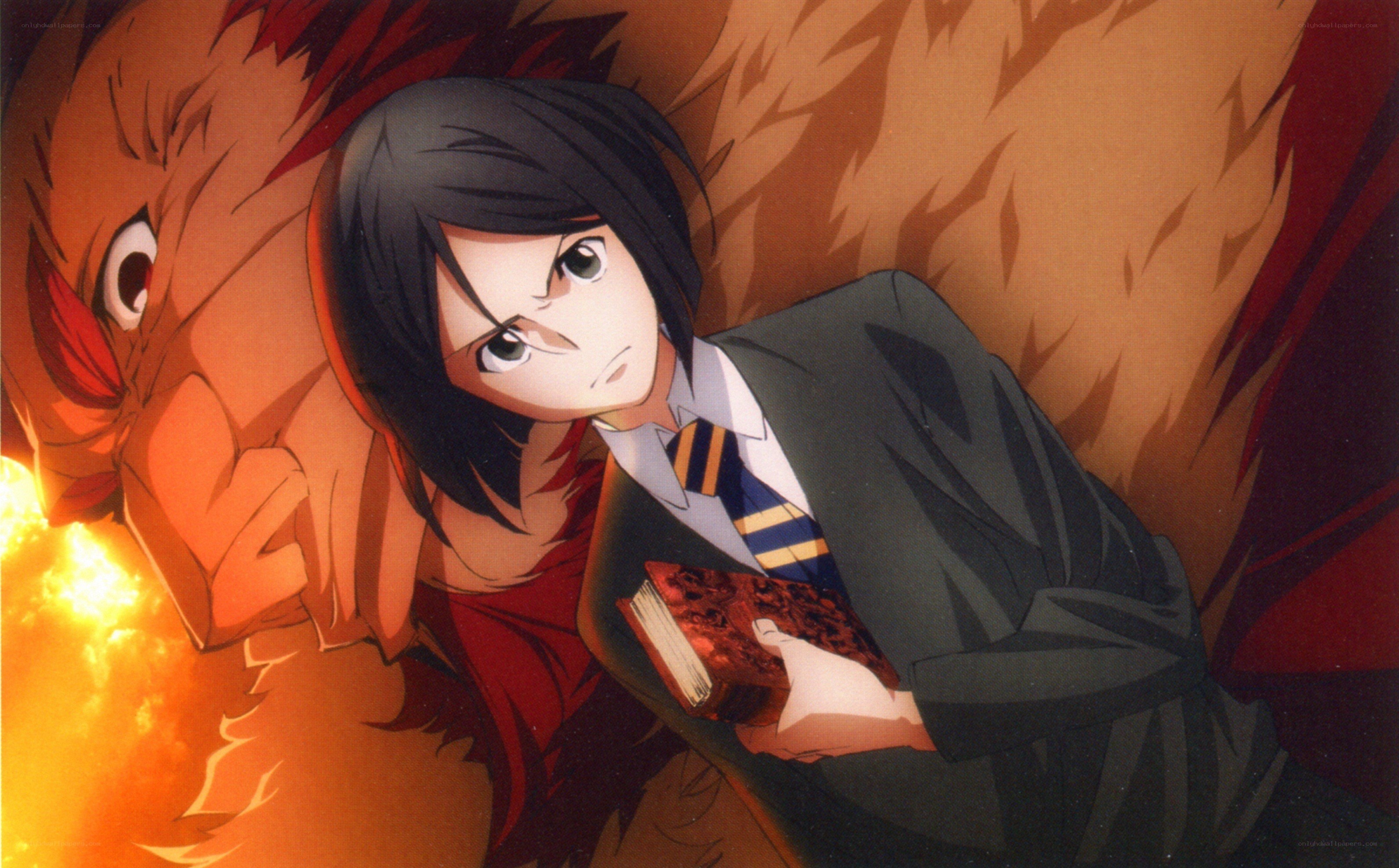Anime character with fiery creature