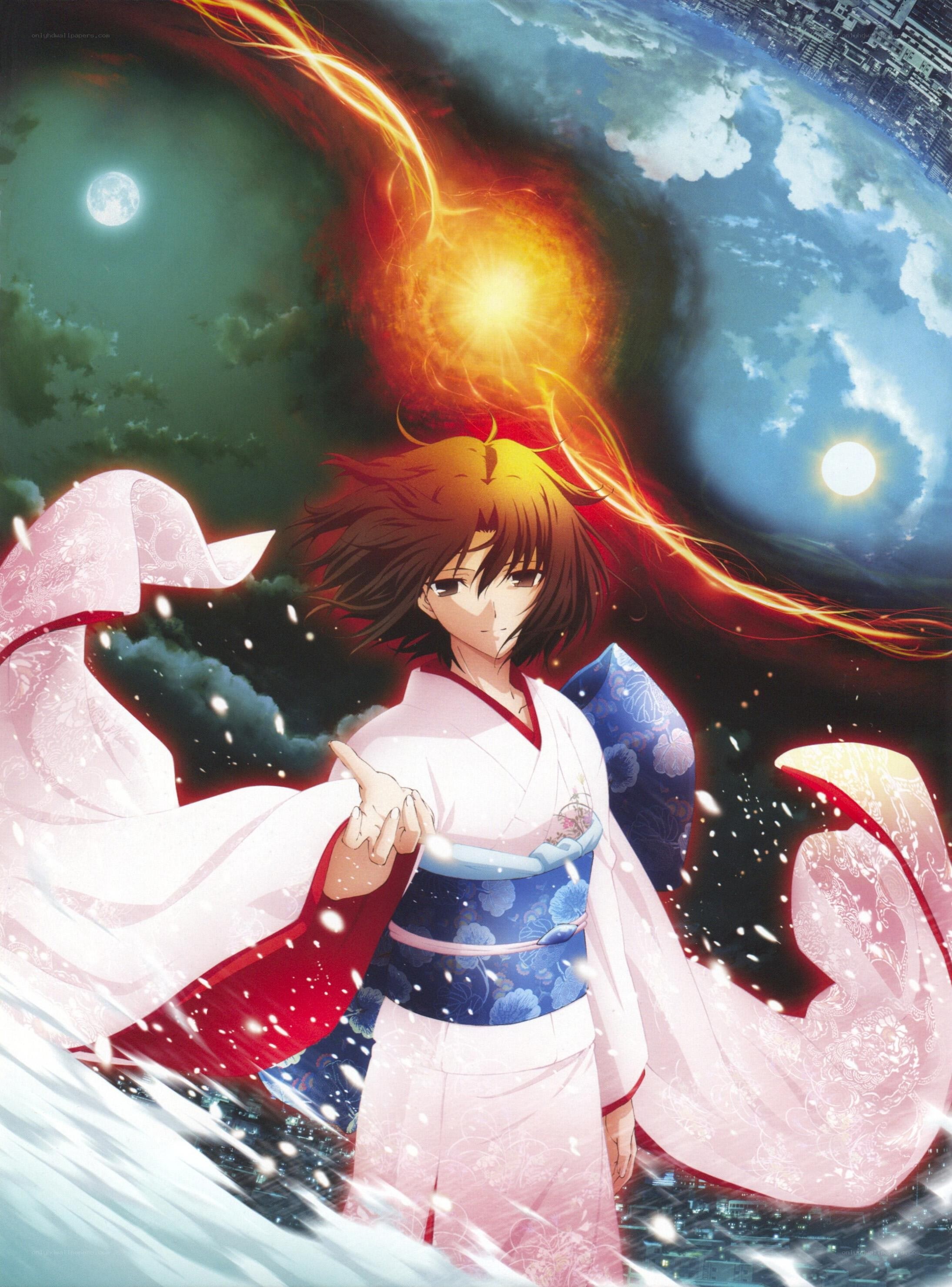 Anime character with fiery energy