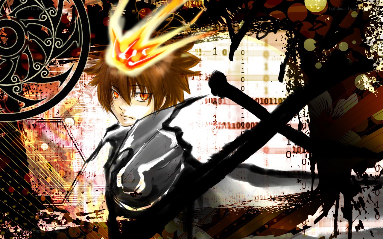 anime character with fiery sword