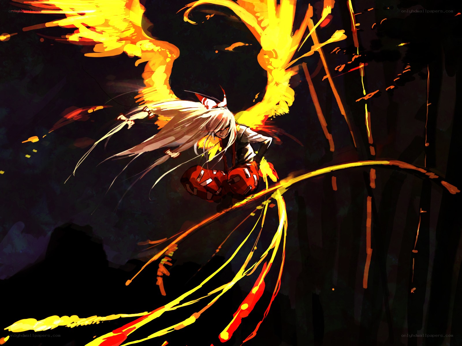 anime character with fiery wings