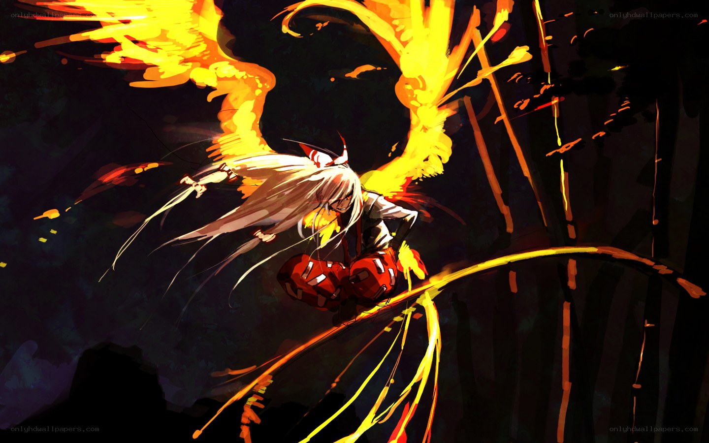 Anime character with fiery wings