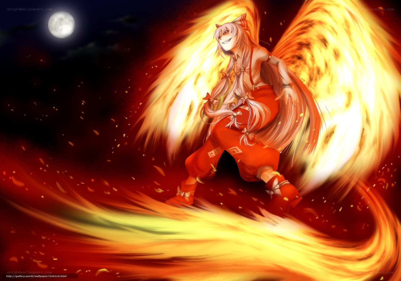 Anime character with fiery wings