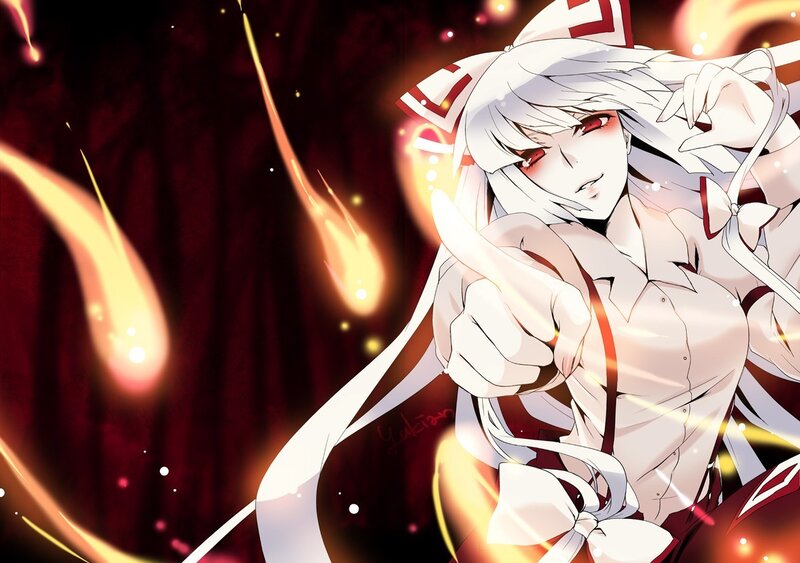 anime character with fire
