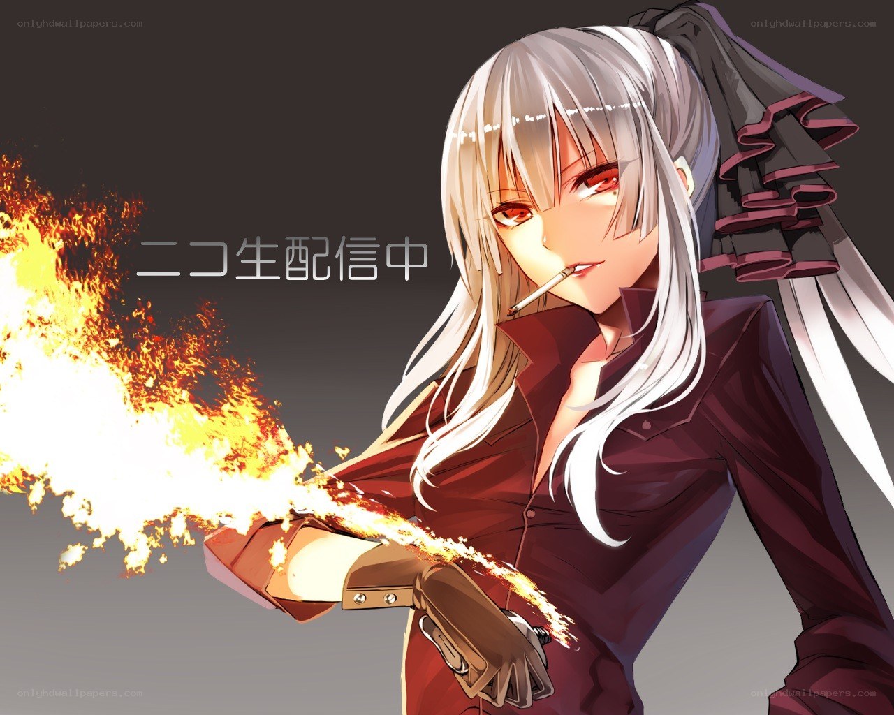 anime character with fire