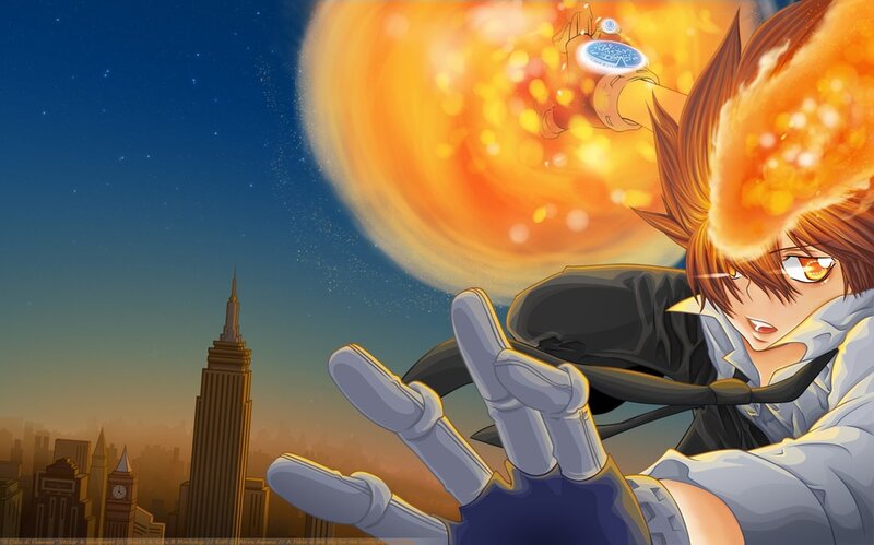 anime character with fire attack
