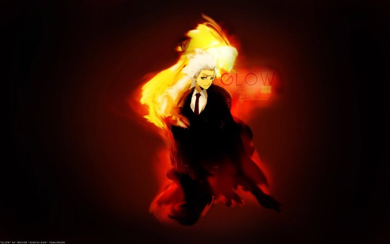 Anime character with fire aura