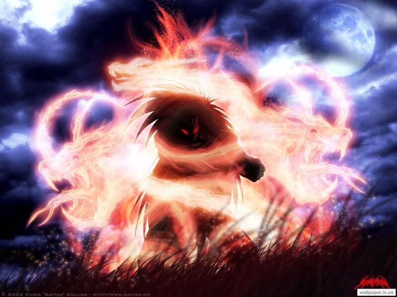 anime character with fire aura