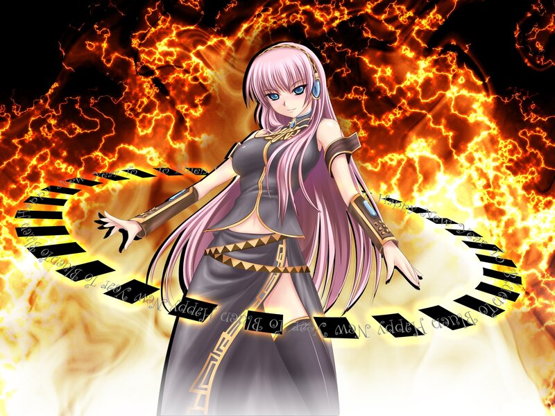 anime character with fire background