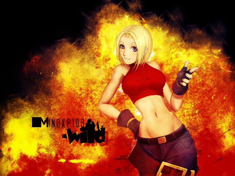 anime character with fire background