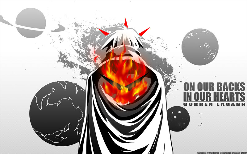 Anime Character with Fire — Black, Dramatic, Digital Art, Planets