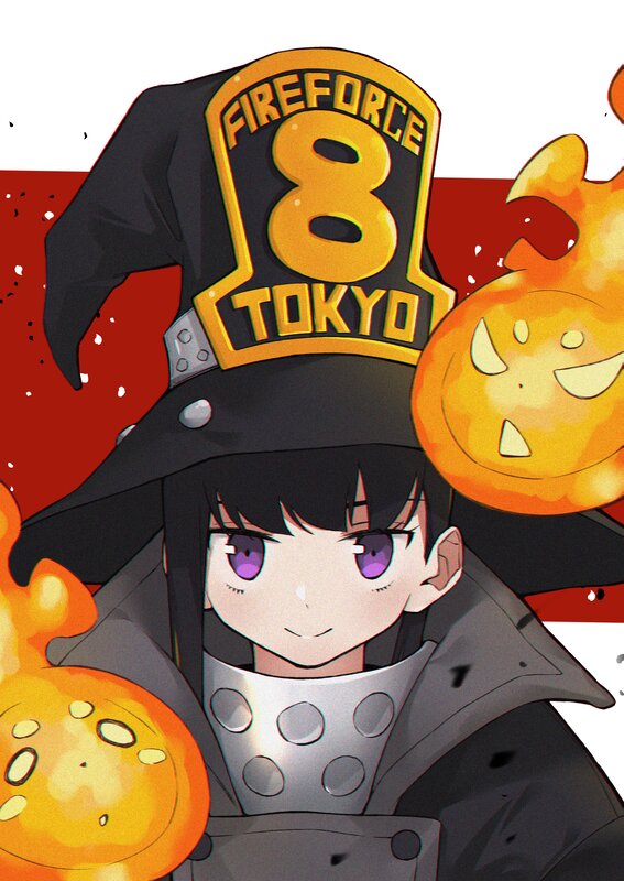 Anime Character with Fire — Black, Dramatic, Hat