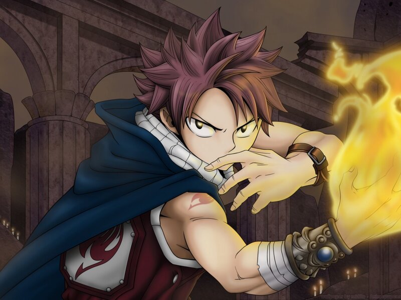 Anime Character with Fire — Blue, Dramatic, Manga