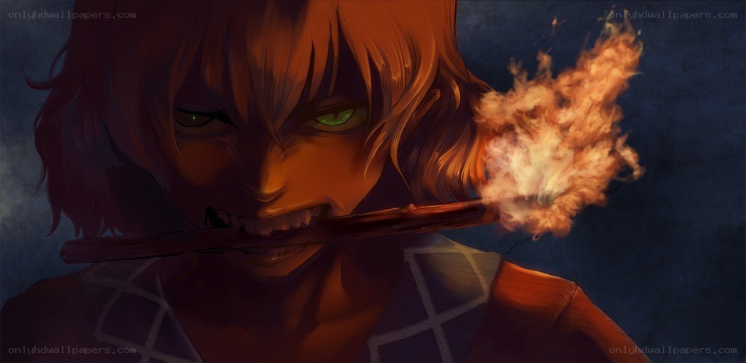 anime character with fire breath