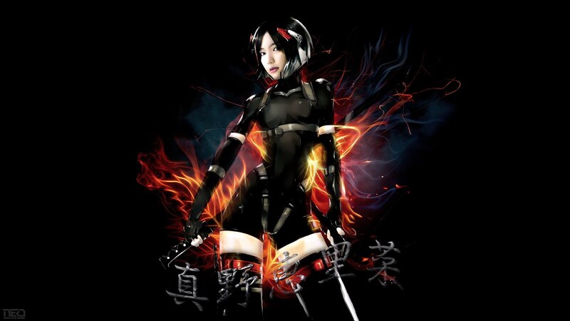 anime character with fire effects