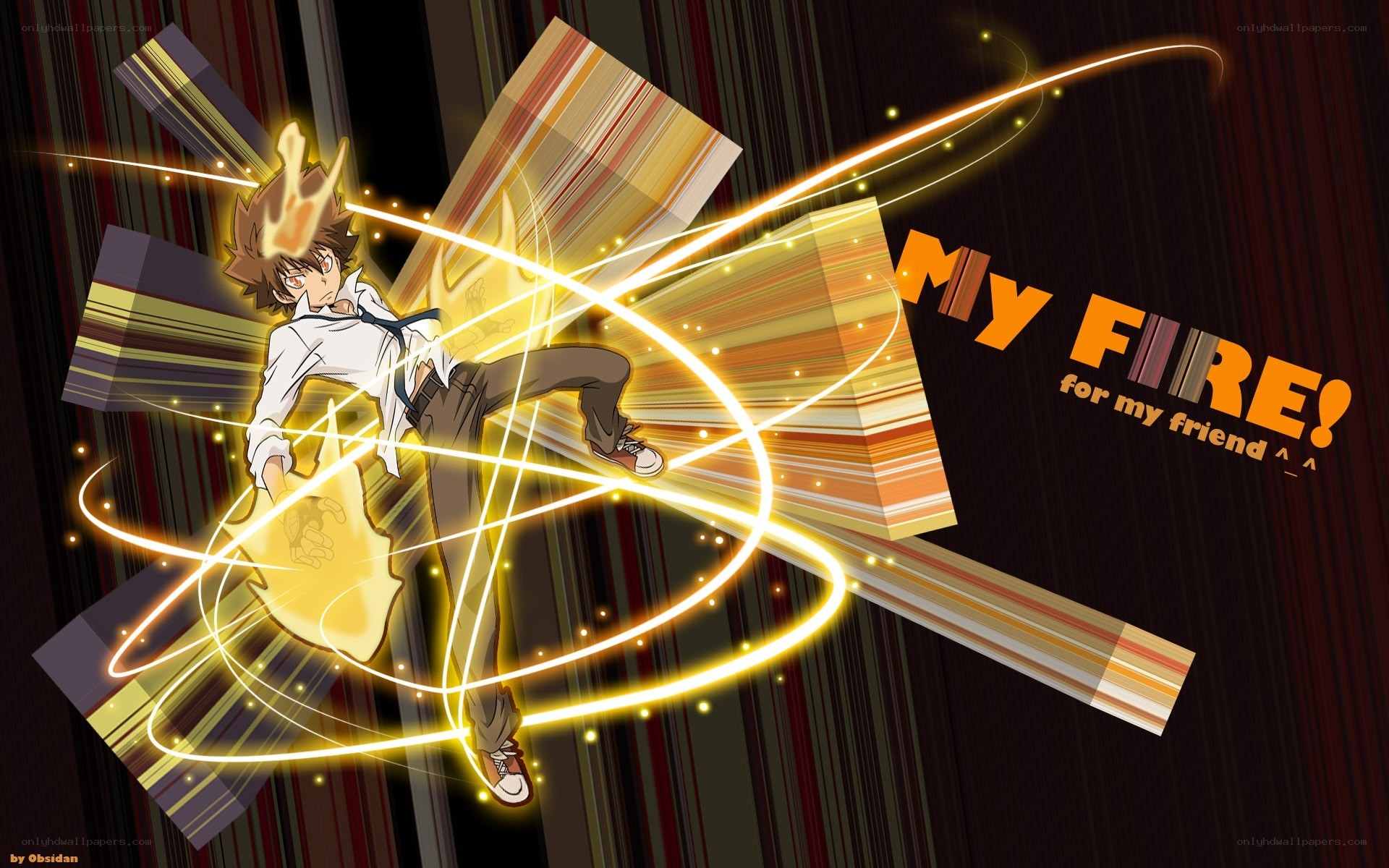 anime character with fire energy