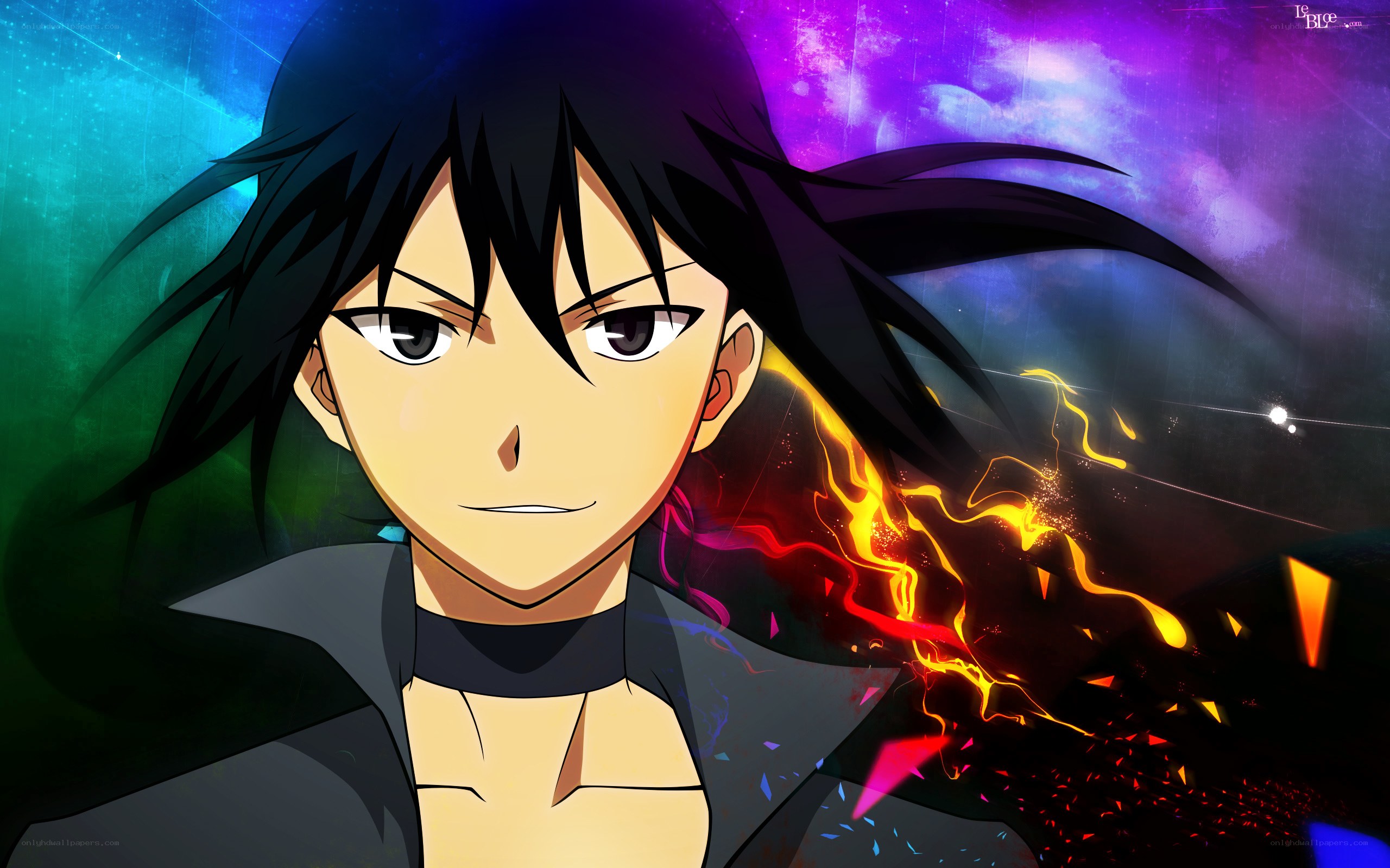 anime character with fire energy