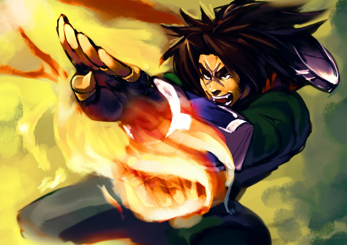 anime character with fire fist