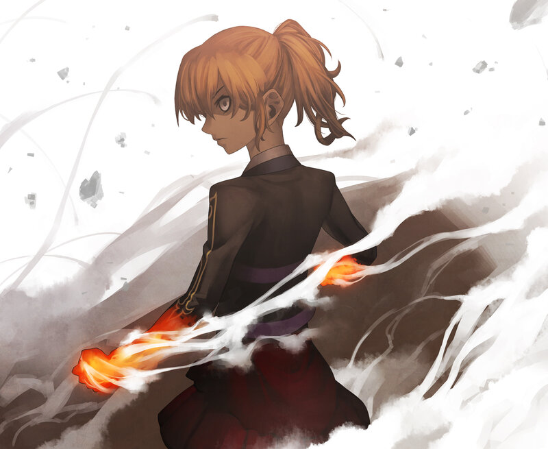anime character with fire magic