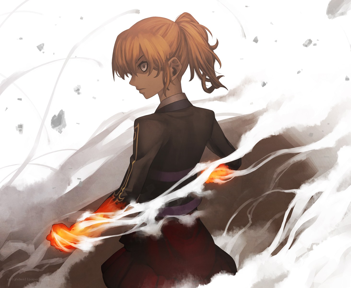 anime character with fire magic