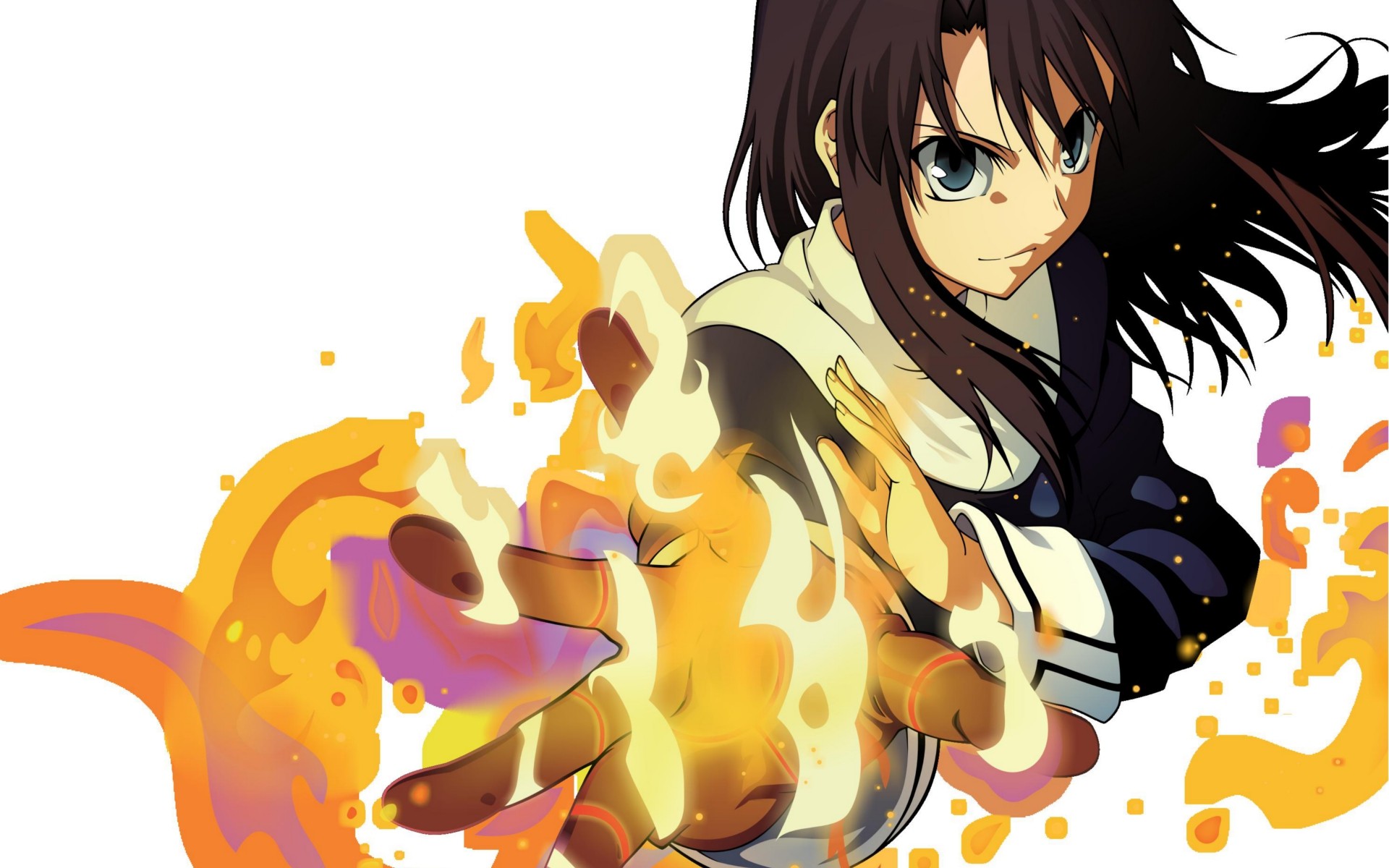 anime character with fire magic