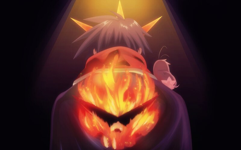 Anime Character with Fire Mask