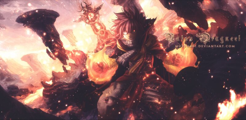 Anime Character with Fire — Orange, Dramatic, Digital Art, Flames