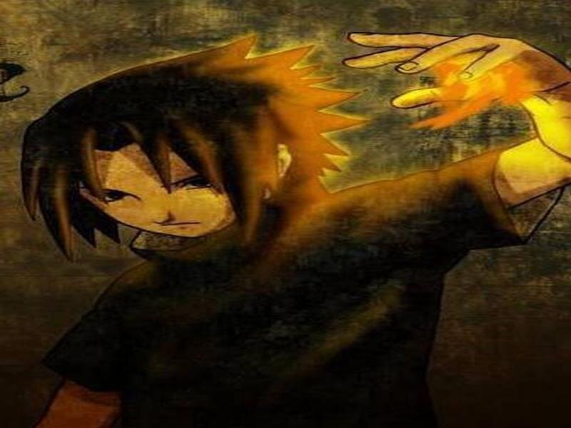 Anime Character with Fire — Orange, Dramatic