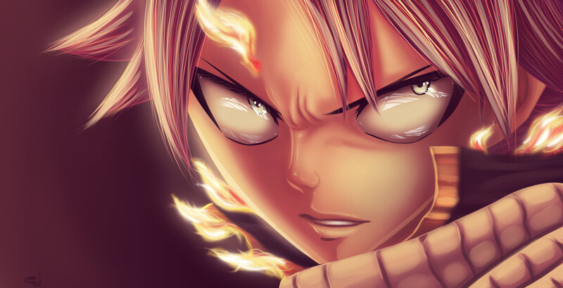 Anime Character with Fire — Orange, Intense