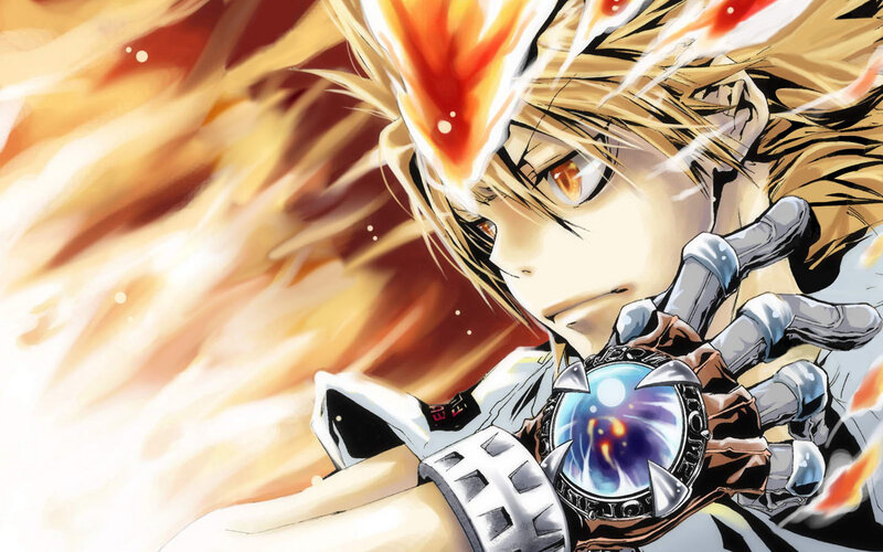 anime character with fire powers