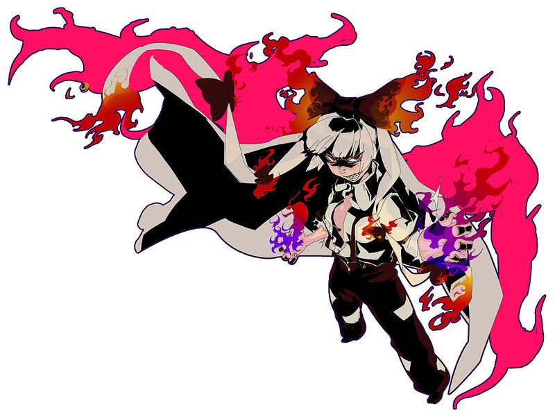 anime character with fire powers