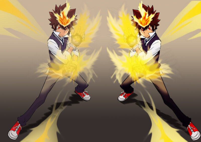 anime character with fire powers