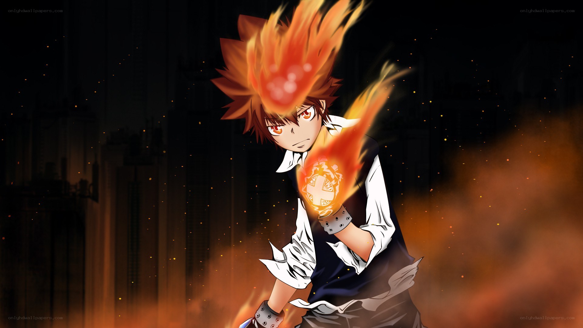 anime character with fire powers