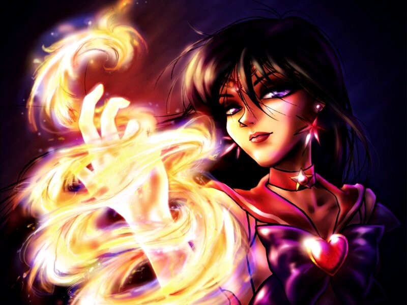 Anime Character with Fire — Purple, Dramatic